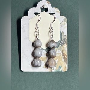 Earrings- 3 drop Job’s Tears. Hand made with sterling silver hooks.